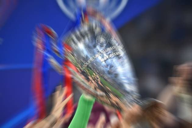 Edge motif hands on the cup, cup, trophy, award ceremony, soccer UEFA Champions League Final Paris Saint Germain PSG Inter Milan 5 0, on 31 05 2025 Munich Football Arena,