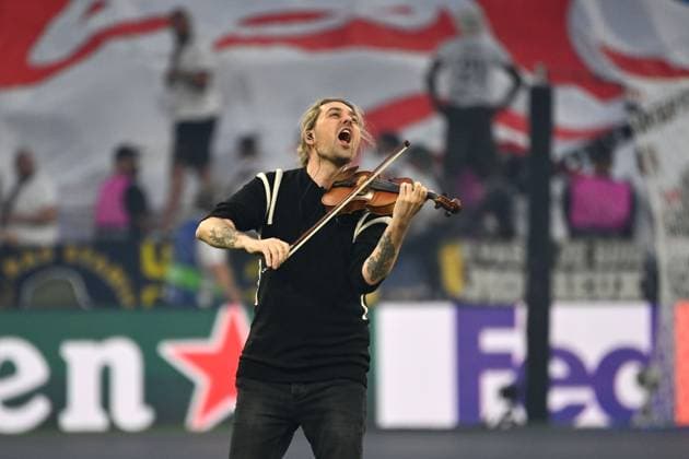Star player David GARRETT Football UEFA Champions League Final Paris Saint Germain PSG Inter Milan 5 0, on 31 05 2025 Munich Football Arena,