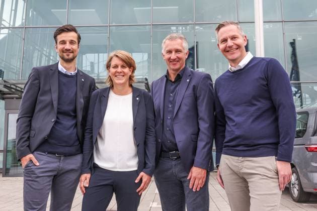01 06 2025, Football, Season 2024 2025, 2 Bundesliga, Presentation of Frank Baumann, from l Matthias Tillmann FC Schalke 04 , Christina Rühl Hamers FC Schalke 04 , Chief Sports Officer Frank Baumann FC Schalke 04 , Axel Hefer FC Schalke 04 Gelsenkirchen Veltins Arena NRW Germany xRHR PHOTOx Copyright: RHR-FOTOx RHR-FOTO