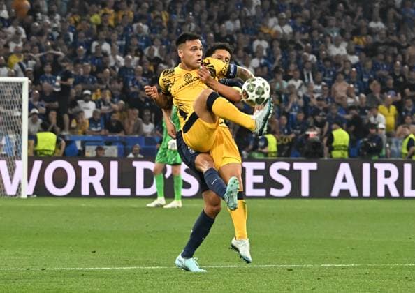 31 05 2025, xsltx, Football UEFA Champions League Final 2025, Paris St Germain Inter Milan v l Lautaro Martinez Inter Milan , Marquinhos Paris Saint Germain DFL DFB REGULATIONS PROHIBIT ANY USE OF PHOTOGRAPHS as IMAGE SEQUENCES and or QUASI VIDEO
