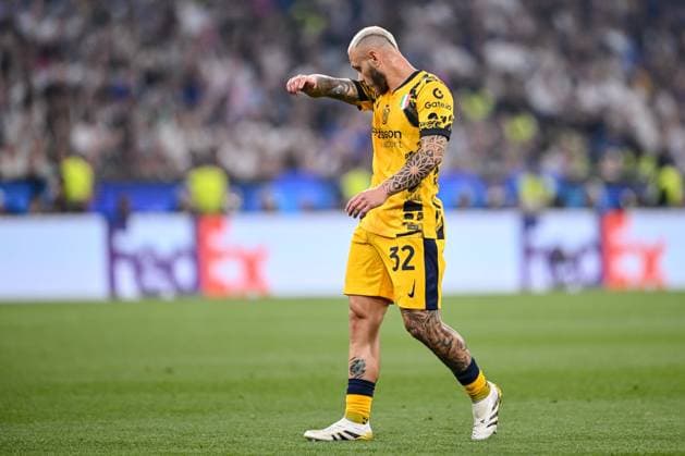 Federico Dimarco FC Internazionale Milano looks dejected during the UEFA Champions League Final 2025 between Paris Saint Germain and FC Internazionale Milano at Munich Football Arena on May 31, 2025 in Munich, Germany Photo by Harry Langer DeFodi Images