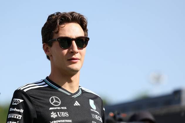 01 06 2025, xrarjax, Motorsport FIA Formula 1, Spanish Grand Prix 2025 v l George Russell Mercedes AMG Petronas starting number 63 FIA REGULATIONS PROHIBIT ANY USE OF PHOTOGRAPHS as IMAGE SEQUENCES and or QUASI VIDEO Barcelona .