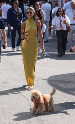 01 06 2025, Circuit de Catalunya, Barcelona, Formula 1 Aramco Grand Prix of Spain 2025 , in the picture Kika Cerqueira Gomes, girlfriend of Pierre Gasly FRA , BWT Alpine F1 Team with dog named Simba Photo by Hasan Bratic DeFodi Images