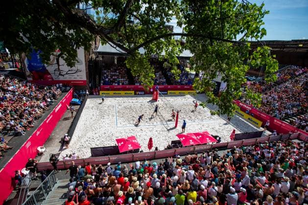 Pro Tour Beach volleyball, Beachvolleyball tournament, category Elite, took place in Ostrava, Czech Republic, on June 1, 2025. Anders Berntsen Mol, Christian Sandlie Sorum of Norway vs. Ondrej Perusic, David Schweiner of Czech Republic. (CTKxPhoto VladimirxPrycek) CTKPhotoP2025060102456  CTKPhotoP2025060102456
