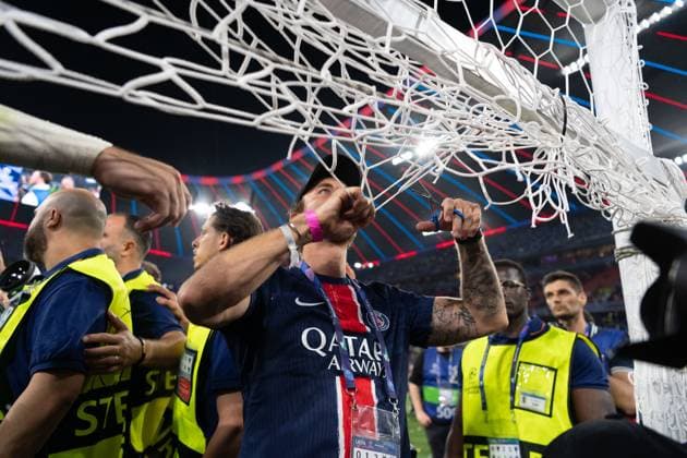 Damage to the goal the goal net is cut off GER, Paris Saint Germain vs Inter Milan, Football, Men, UEFA Champions League Final Muenchen 2025, Season 2024 2025, 31 05 2025, GER, Paris Saint Germain vs Inter Milan, Football, Men, UEFA Champions League Final Muenchen 2025, Season 2024 2025, 31 05 2025 Muenchen Copyright: xEibner-Pressefoto WolfgangxFrankx EP_WFK