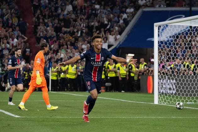 Goal for 3 0 by Desire Doue Paris Saint Germain, 14 , Cheers, Goal celebration GER, Paris Saint Germain vs Inter Milan, Football, Men, UEFA Champions League Final Muenchen 2025, Season 2024 2025, 31 05 2025, GER, Paris Saint Germain vs Inter Milan, Football, Men, UEFA Champions League Final Muenchen 2025, Season 2024 2025, 31 05 2025 Muenchen Copyright: xEibner-Pressefoto WolfgangxFrankx EP_WFK