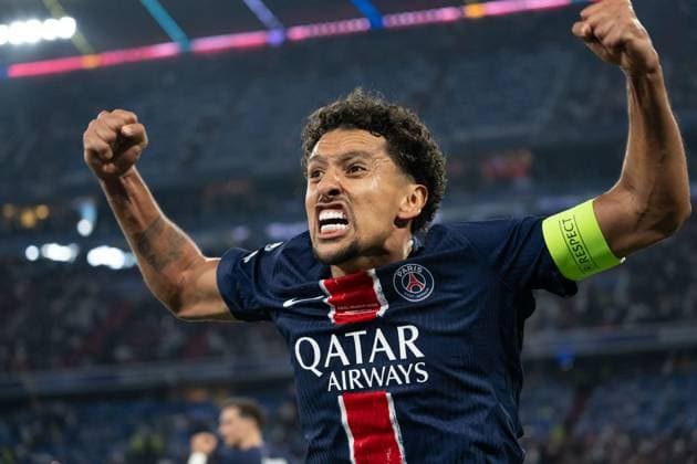 Goal for 3 0 by Desire Doue Paris Saint Germain, 14 , Cheers, Goal celebration Marquinhos Paris Saint Germain, 05 GER, Paris Saint Germain vs Inter Milan, Football, Men, UEFA Champions League Final Muenchen 2025, Season 2024 2025, 31 05 2025, GER, Paris Saint Germain vs Inter Milan, Football, Men, UEFA Champions League Final Muenchen 2025, Season 2024 2025, 31 05 2025 Muenchen Copyright: xEibner-Pressefoto WolfgangxFrankx EP_WFK