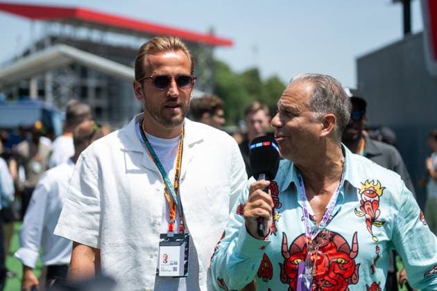 Harry Kane England, National Football Team Interview with Kai Ebel RTL TV Reporter , ESP, Formula 1 World Championship, Aramco Grand Prix of Spain, Circuit de Barcelona Catalunya, Race, Season 2025, 01 06 2025 ESP, Formula 1 World Championship, Aramco Grand Prix of Spain, Circuit de Barcelona Catalunya, Race, Season 2025, 01 06 2025 Barcelona Copyright: xEibner-Pressefoto Memmlerx EP_MMR