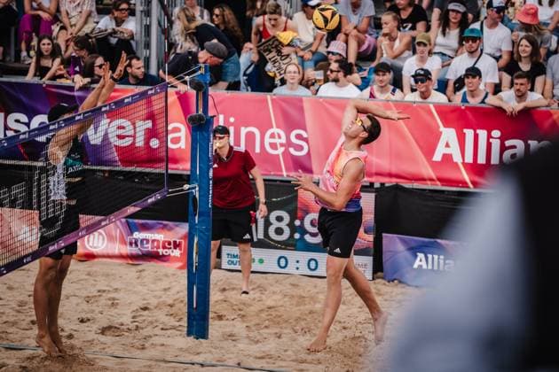 Beach Volleyball Men Allianz German Beach Tour 2025 Tourstop Hamburg 01 06 2025 Jonas Kaminski at the Attack Hamburg Active City Arena Heiligengeistf Hamburg Germany