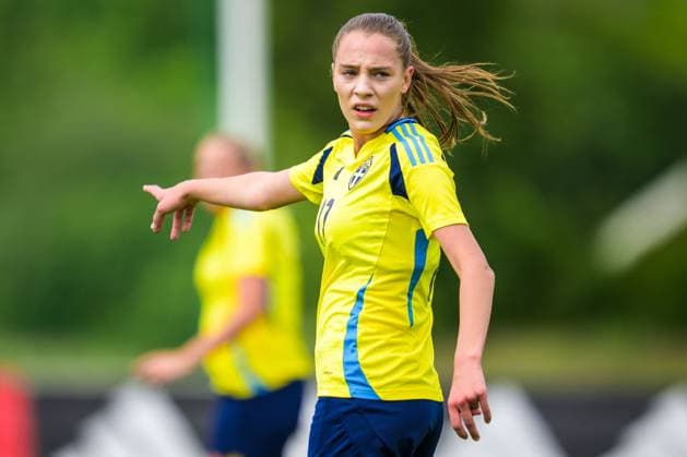 250601 Augusta Priks of Sweden during the international friendly football match between Sweden and Denmark on June 1, 2025 in Borgholm Photo Suvad Mrkonjic BILDBYRAN COP 170 SM0400 fotboll football soccer fotball u18 f18 sverige sweden danmark denmark dambbeng  Copyright: SUVADxMRKONJIC BB250601SM013