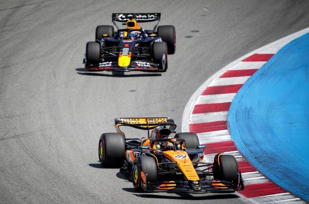 BARCELONA - Oscar Piastri (McLaren) for Max Verstappen (Red Bull Racing) in action at the Circuit de Barcelona-Catalunya during the Spanish Grand Prix. ANP SANDER KING xVIxANPxSportx xxANPxIVx 529107075 originalFilename: 529107075.jpg
