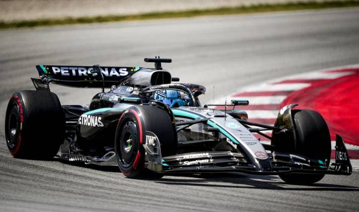 BARCELONA - George Russell (Mercedes) in action at the Circuit de Barcelona-Catalunya during the Spanish Grand Prix. ANP SANDER KING xVIxANPxSportx xxANPxIVx 529109446 originalFilename: 529109446.jpg