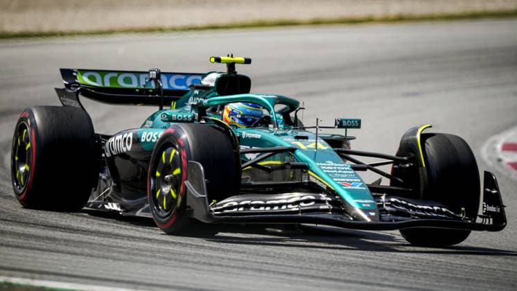 BARCELONA - Fernando Alonso (Aston Martin) in action at the Circuit de Barcelona-Catalunya during the Spanish Grand Prix. ANP SANDER KING xVIxANPxSportx xxANPxIVx 529109456 originalFilename: 529109456.jpg