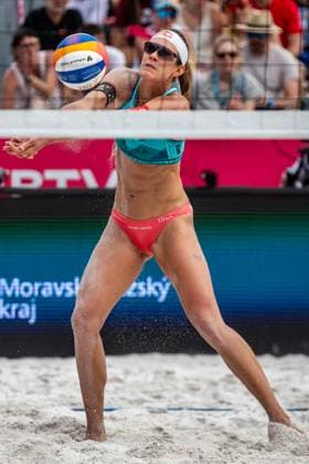 Pro Tour Beach volleyball, Beachvolleyball tournament, category Elite, took place in Ostrava, Czech Republic, on June 1, 2025. Women s final Tina Graudina (pictured), Anastasija Samoilova of Latvia vs. Thamela Coradello Galil, Victoria Lopes Pereira Tosta of Brazil. (CTKxPhoto VladimirxPrycek) CTKPhotoP2025060103907  CTKPhotoP2025060103907
