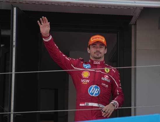 Formula 1 Aramco Grand Prix of Spain 2025 01 06 2025, Circuit de Catalunya, Barcelona, Formula 1 Aramco Grand Prix of Spain 2025 , in the picture Podium , 3rd place for Charles Leclerc MCO , Scuderia Ferrari HP nordphotoxGmbHx xBratic nph00250