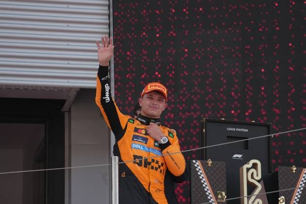 Formula 1 Aramco Grand Prix of Spain 2025 01 06 2025, Circuit de Catalunya, Barcelona, Formula 1 Aramco Grand Prix of Spain 2025 , in the picture Podium , 2nd place for Lando Norris GBR , McLaren F1 Team nordphotoxGmbHx xBratic nph00250