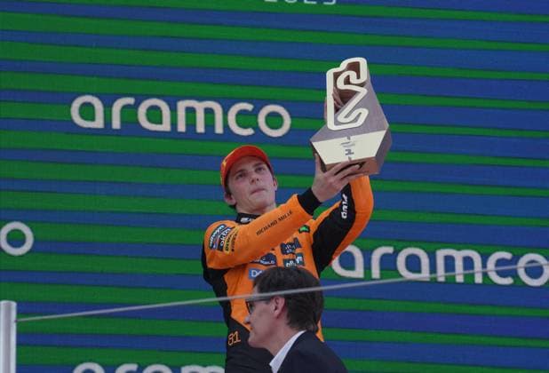 Formula 1 Aramco Grand Prix of Spain 2025 01 06 2025, Circuit de Catalunya, Barcelona, Formula 1 Aramco Grand Prix of Spain 2025 , in the picture podium , winner Oscar Piastri AUS , McLaren F1 Team nordphotoxGmbHx xBratic nph00250