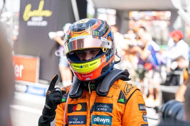 Oscar Piastri McLaren Formula 1 Team, Australia, 81 celebrates victory at Parc Ferme, ESP, Formula 1 World Championship, Aramco Grand Prix of Spain, Circuit de Barcelona Catalunya, Race, 2025 season, 01 06 2025 ESP, Formula 1 World Championship, Aramco Grand Prix of Spain, Circuit de Barcelona Catalunya, Race, 2025 season, 01 06 2025 Barcelona Copyright: xEibner-Pressefoto Memmlerx EP_MMR