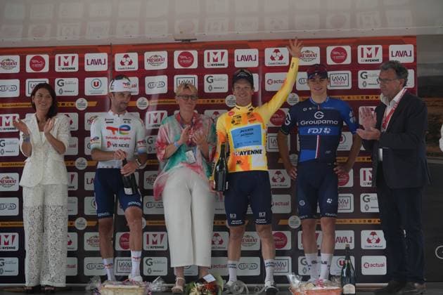 CYCLING - BOUCLES DE LA MAYENNE 2025 - STAGE 3 Pierre Latour , GATE Aaron and Thibaud Gruel during the Stage 3 of the Boucles de la Mayenne - CrÃ dit Mutuel, UCI ProSeries Cycling event, Javron-les-Chapelles - Laval (163,4 Km) on 1 June 2025 in Laval, France - Photo Laurent Lairys PSNEWZ LavalFrance  Copyright: xLaurentxLairysx