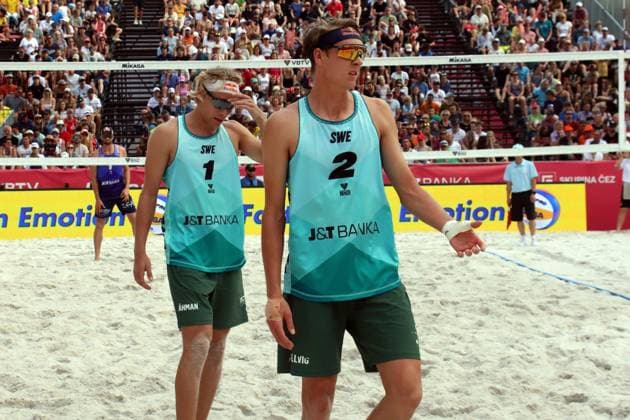 Beach Pro Tour Ostrava, 01 06 2025 Beach Pro Tour Ostrava, Beach Volleyball, Elite16, Ostrava, 01 06 2025 Picture Åhman, David SWE, 1 and Hellvig, Jonatan SWE, 2 Copyright: xBEAUTIFULxSPORTS NilsxKoepkex