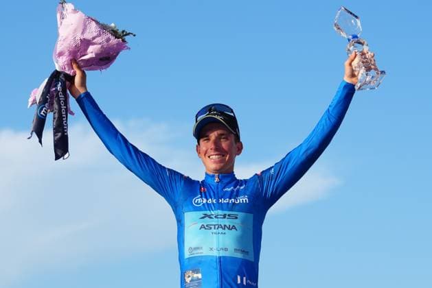 Lorenzo Fortunato of Xds Astana Team azure jersey on the podium during the stage 21 of the Giro d™Italia from Roma to Roma, Italy - Sunday, June 01, 2025. - cycling.  Copyright: xFabioxFerrari LaPressex