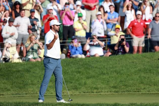 Memorial Tournament presented by Workday Scottie Scheffler of Dallas, Texas gestures in celebration after making his final putt on the 18th green after his back-to-back win at the conclusion of the final round of the Memorial Tournament presented by Workday at Muirfield Village Golf Club on Sunday, June 1, 2025 in Dublin, Ohio. Dublin Ohio United States  Copyright: xAmyxLemusx originalFilename:lemus-memorial250601_npNjT.jpg