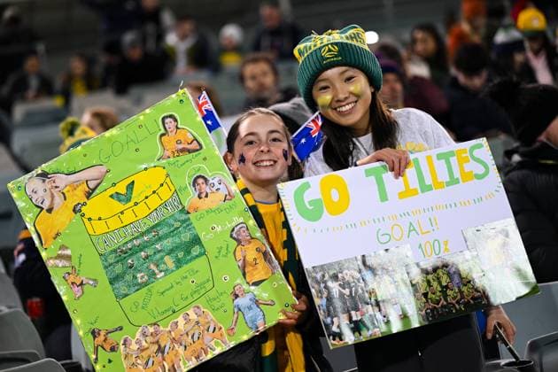 SOCCER AUSTRALIA ARGENTINA, Young fans react ahead of the Women s friendly international soccer match between Australia and Argentina at GIO Stadium in Canberra, Monday, June 2, 2025. ( NO ARCHIVING, EDITORIAL USE ONLY CANBERRA AUSTRALIAN CAPITAL TERRITORY AUSTRALIA  Copyright: xLUKASxCOCHx 20250602117076702248