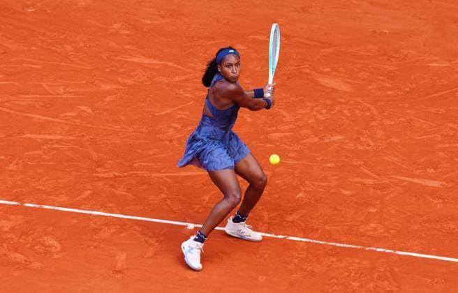 Coco Gauff in fourth round action French Open Tennis, Day Nine, Tennis, Roland Garros, Paris, France - 02 Jun 2025 EDITORIAL USE ONLY No use with unauthorised audio, video, data, fixture lists, club league logos or live services. Online in-match use limited to 120 images, no video emulation. No use in betting, games or single club league player publications. Copyright: xJavierxGarcia Shutterstockx 15335297j