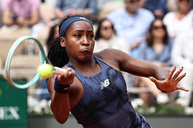 Coco Gauff, USA, during fourth round of 2025 French Open at Roland Garros, Paris, 02 06 2025