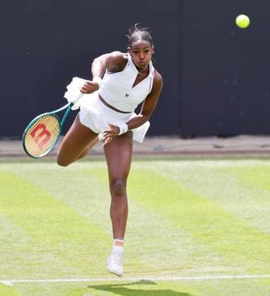 2nd June 2025; Edgbaston Priory Club, Birmingham, England: Lexus Birmingham Open Tennis, Day 1; Alycia Parks (USA) serves in her womens singles match against Mimi& xa0;Xu& xa0;(GBR)  ActionPlus12797599 RogerxEvans