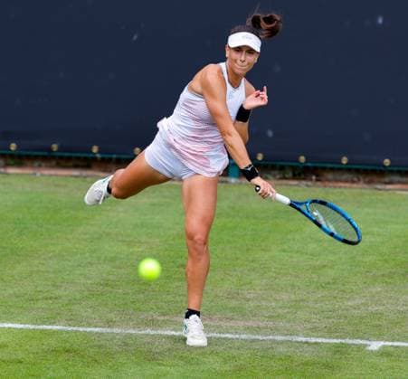 2nd June 2025; Edgbaston Priory Club, Birmingham, England: Lexus Birmingham Open Tennis, Day 1; Lucrezia Stefanini (ITA) serves in her womens singles match against Amarni Banks& xa0;(GBR)  ActionPlus12797605 RogerxEvans