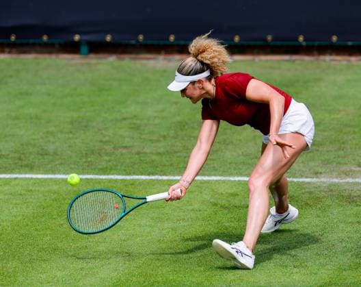 2nd June 2025; Edgbaston Priory Club, Birmingham, England: Lexus Birmingham Open Tennis, Day 1; Amarni Banks& xa0;(GBR) low forehand in her womens singles match against Lucrezia Stefanini (ITA)  ActionPlus12797612 RogerxEvans
