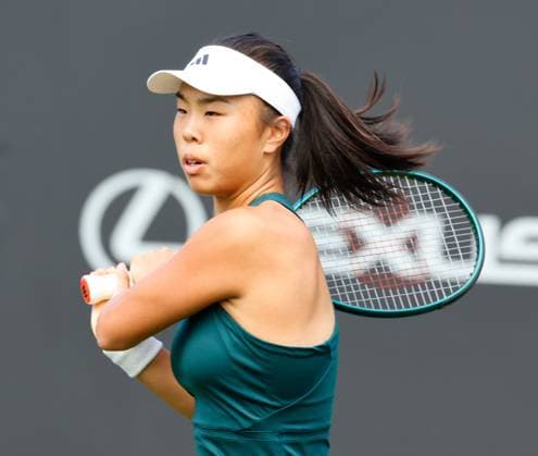 2nd June 2025; Edgbaston Priory Club, Birmingham, England: Lexus Birmingham Open Tennis, Day 1; Mimi& xa0;Xu& xa0;(GBR) in her womens singles match against Alycia Parks (USA)  ActionPlus12797583 RogerxEvans