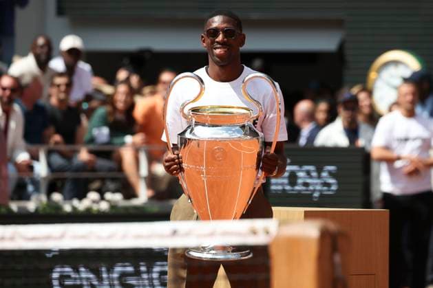 TENNIS : Roland Garros 2025 - Internationaux de France - 02 06 2025 Hommage a la victoire du Paris Saint Germain en ligue des champions - Ousmane Dembele (PSG) ParisFrance  Copyright: xMichtofx