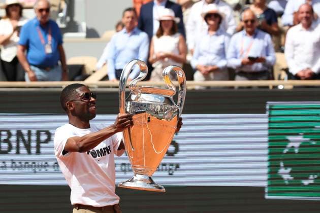 TENNIS : Roland Garros 2025 - Internationaux de France - 02 06 2025 Hommage a la victoire du Paris Saint Germain en ligue des champions - Ousmane Dembele (PSG) ParisFrance  Copyright: xMichtofx