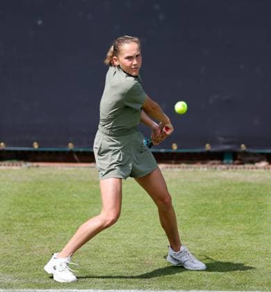 2nd June 2025; Edgbaston Priory Club, Birmingham, England: Lexus Birmingham Open Tennis, Day 1; Erika Andreeva backhand in her womens singles match against Katarzyna Kawa (POL)  ActionPlus12797665 RogerxEvans