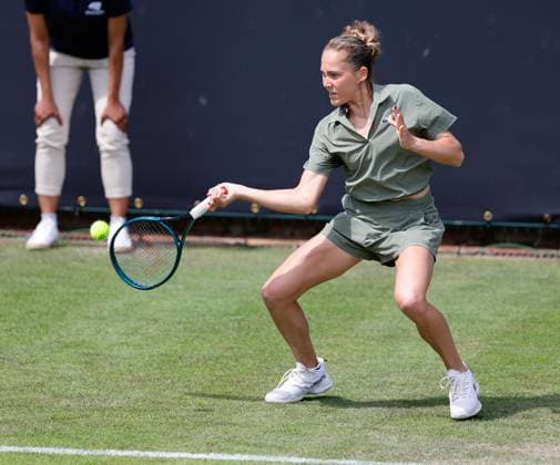 2nd June 2025; Edgbaston Priory Club, Birmingham, England: Lexus Birmingham Open Tennis, Day 1; Erika Andreeva forehand in her womens singles match against Katarzyna Kawa (POL)  ActionPlus12797669 RogerxEvans