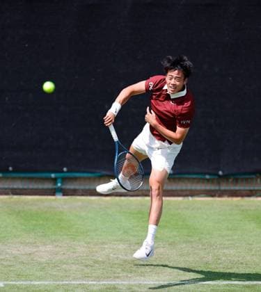 2nd June 2025; Edgbaston Priory Club, Birmingham, England: Lexus Birmingham Open Tennis, Day 1; Coleman Wong (HKG) serves in his mens singles match against Mark Lajal (EST)  ActionPlus12797676 RogerxEvans