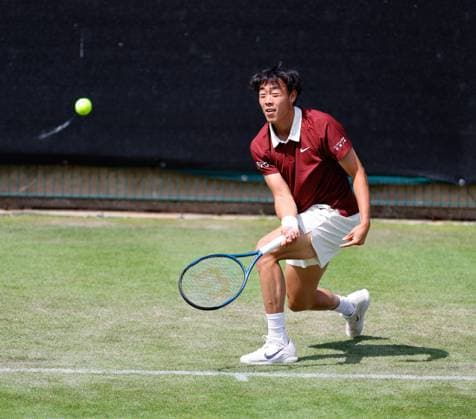 2nd June 2025; Edgbaston Priory Club, Birmingham, England: Lexus Birmingham Open Tennis, Day 1; Coleman Wong (HKG) sliced forehand in his mens singles match against Mark Lajal (EST)  ActionPlus12797677 RogerxEvans