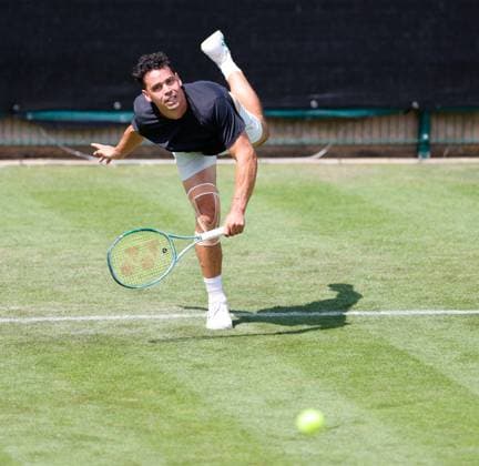 2nd June 2025; Edgbaston Priory Club, Birmingham, England: Lexus Birmingham Open Tennis, Day 1; Alex Bolt (AUS) serves in his mens singles match against Giles Hussy (GBR)  ActionPlus12797686 RogerxEvans