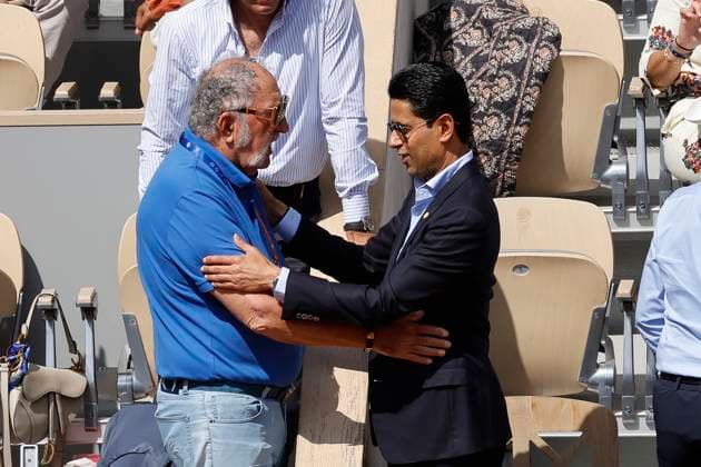 June 2, 2025, Paris, Paris, France: Ion ÃˆÅ¡iriac (former professional tennis player) and Nasser al-KhelaoÂ¯fi (pro sident of PSG) during the presentation of the champion4s league trophy during the tennis Grand Slam of Roland Garros 2025, after the match between Lois Boisson (FRA) and Jessica Pegula (USA) at Roland Garros Stadium - on June 02 2025.Paris - France Paris France - ZUMAb253 20250602_zsp_b253_152 Copyright: xLoicxBaratouxx