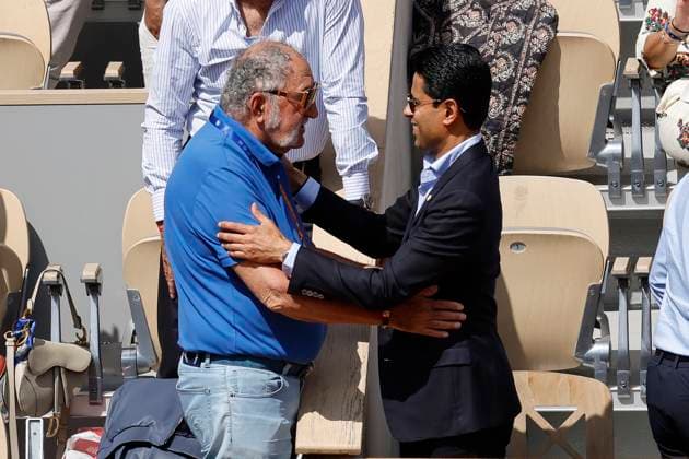 June 2, 2025, Paris, Paris, France: Ion ÃˆÅ¡iriac (former professional tennis player) and Nasser al-KhelaoÂ¯fi (pro sident of PSG) during the presentation of the champion4s league trophy during the tennis Grand Slam of Roland Garros 2025, after the match between Lois Boisson (FRA) and Jessica Pegula (USA) at Roland Garros Stadium - on June 02 2025.Paris - France Paris France - ZUMAb253 20250602_zsp_b253_153 Copyright: xLoicxBaratouxx