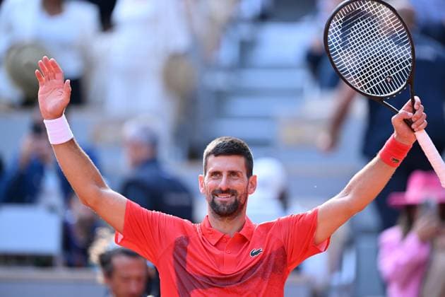 2025 Roland-Garros - Day 9 PARIS, FRANCE - JUNE 02: Novak Djokovic of Serbia celebrates at the end of his Men s Singles Fourth Round match against Cameron Norrie of United Kingdom on Day Nine of the 2025 French Open at Roland Garros on June 02, 2025 in Paris, France. Mustafa Yalcin Anadolu Paris France. Editorial use only. Please get in touch for any other usage.  Copyright: x2025xAnadoluxMustafaxYalcinx