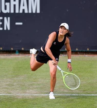 2nd June 2025; Edgbaston Priory Club, Birmingham, England: Lexus Birmingham Open Tennis, Day 1; Harmony Tan (FRA) serves in her womens singles match against Viktorija Golubic (SUI)  ActionPlus12797703 RogerxEvans