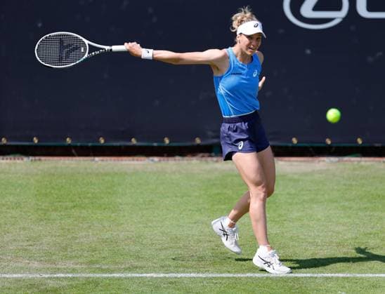 2nd June 2025; Edgbaston Priory Club, Birmingham, England: Lexus Birmingham Open Tennis, Day 1; Viktorija Golubic (SUI) sliced backhand in her womens singles match against Harmony Tan (FRA)  ActionPlus12797709 RogerxEvans