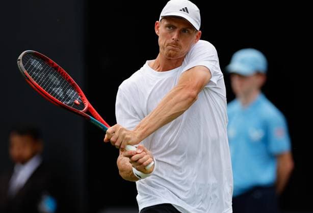 2nd June 2025; Edgbaston Priory Club, Birmingham, England: Lexus Birmingham Open Tennis, Day 1; Billy Harris (GBR) in his mens singles match against Rinky Hijikata (AUS)  ActionPlus12797753 RogerxEvans