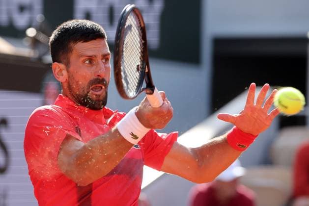 Serb Novak Djokovic plays against British Cameron Norrie during their fourth-round match of the French Tennis Open in Roland Garros in Paris, France, on Monday, June 1st, 2025. Djokovic won 6-2, 6-3, 6-2.  PAR20250602212 MAYAxVIDON-WHITE