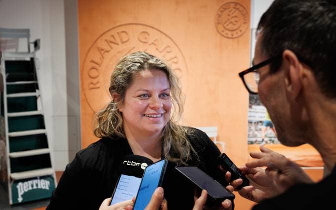Former Belgian tennis player Kim Clijsters pictured during a press conference, PK, Pressekonferenz at the Roland Garros French Open tennis tournament, in Paris, France, Monday 02 June 2025. This year s tournament takes place from 25 May to 08 June. BENOITxDOPPAGNE  x126010856x