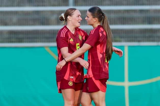 Tuana Mahmoud Germany celebrates after scoring her teams second goal with Lisanne Graewe Germany , Friendly match, Germany vs USA U23, Kramski Arena on 02 June 2025 in Pforzheim, Germany Photo by Marco Steinbrenner DeFodi Images Tuana Mahmoud Germany celebrates after scoring her teams second goal with Lisanne Graewe Germany , Friendly match, Germany vs USA U23, Kramski Arena, June 2, 2025 in Pforzheim, Germany Photo by Marco Steinbrenner DeFodi Images