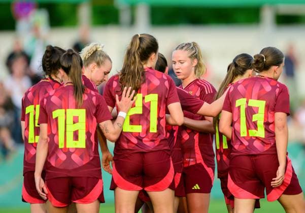 Germany U23, wins 2 1 over USA U23, and celebrates, Germany vs USA, Soccer, Women, U23 international, Test match, 2024 2025 season, 02 06 2025 Eibner Pressefoto Andreas Ulmer Germany vs USA, Soccer, Women, U23 international, Test match, 2024 2025 season, 02 06 2025 Pforzheim Copyright: xEibner-Pressefoto AndreasxUlmerx EP_AUR